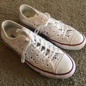 Converse white crochet sneakers
